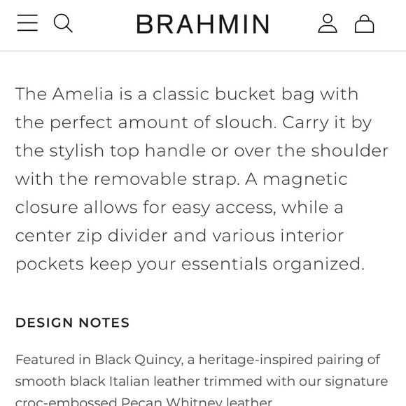 Brahmin Amelia Bucket Bag in Black Quincy and Pecan Whitney NWT - Picture 6 of 7